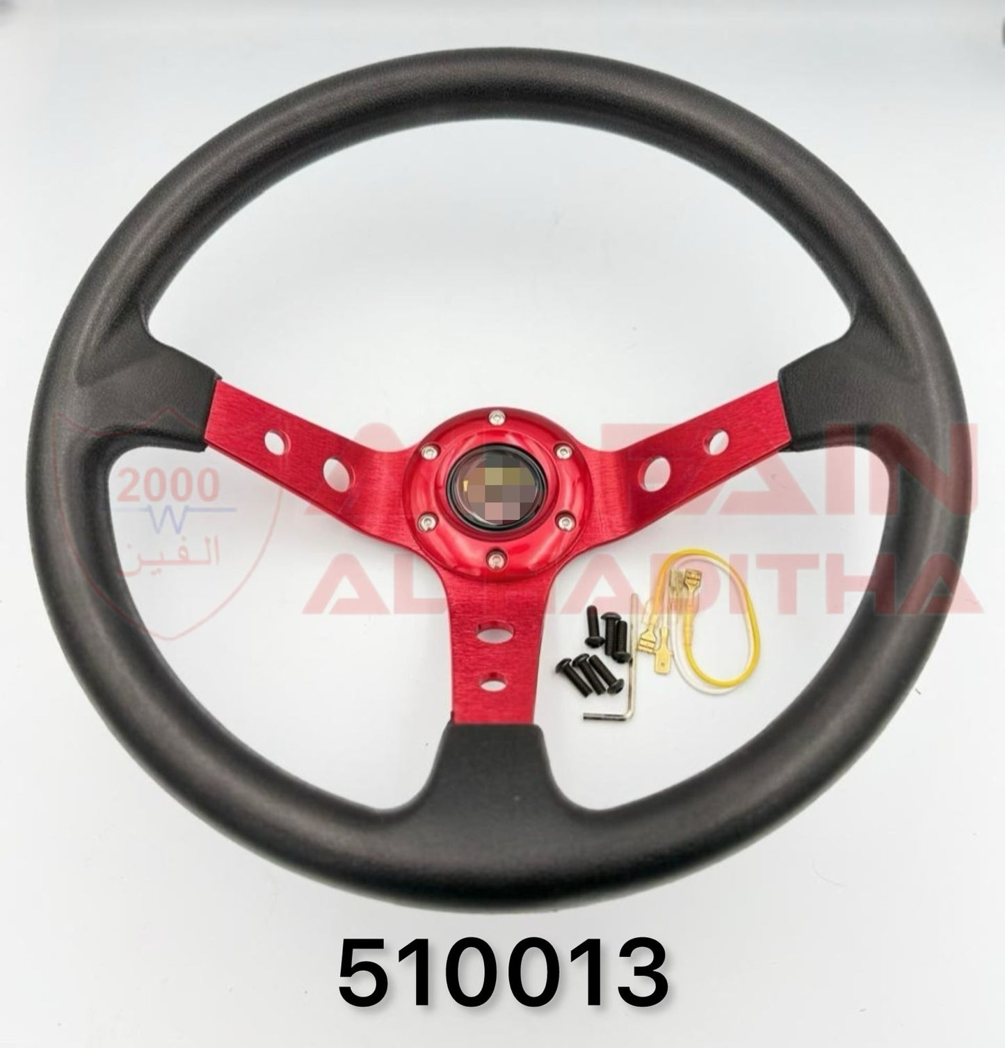 Universal PVC Steering Wheel Black Red 510013