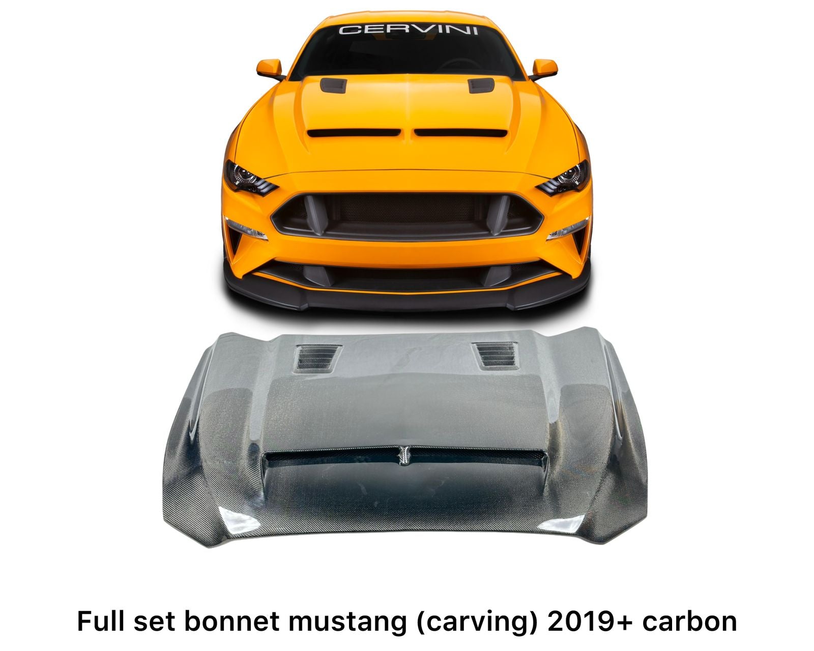 Ford Mustang 2019+ Full Carbon Fiber Carving Bonnet