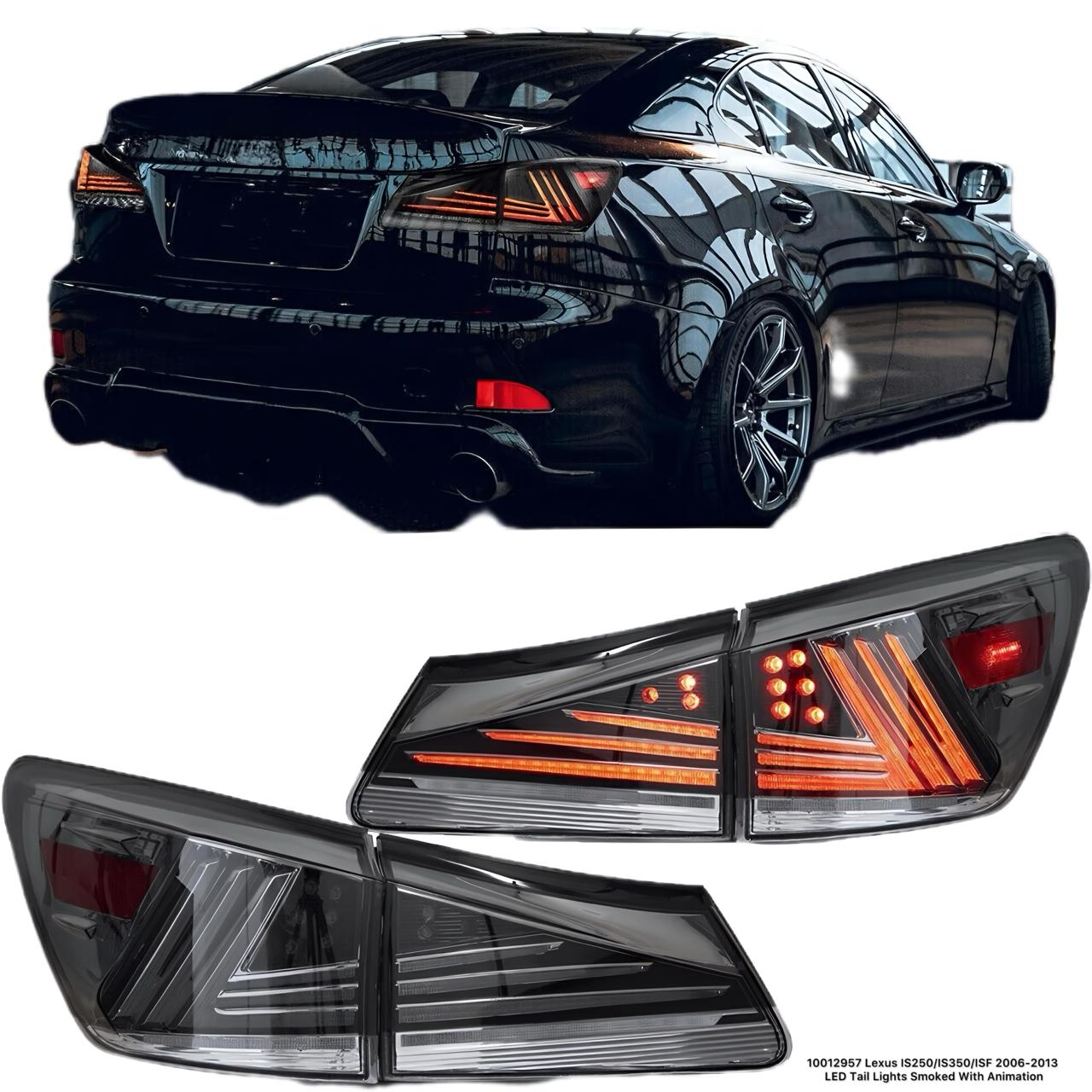 Lexus IS250 IS350 ISF 2006-2013 LED Tail Lights Smoked With Animation 10012957