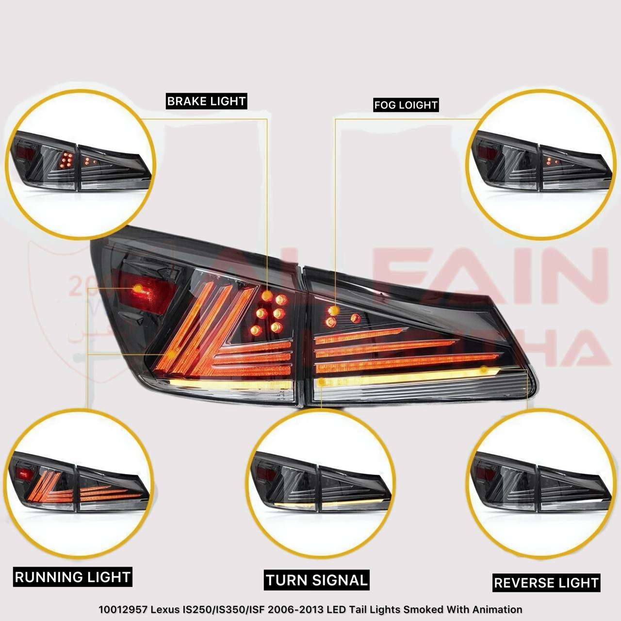 Lexus IS250/IS350/ISF 2006-2013 LED Smoked Tail Light With Animation
