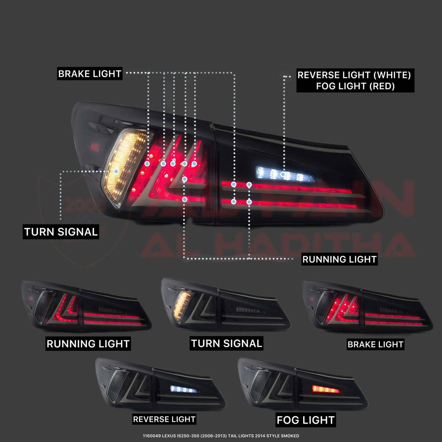 Lexus IS250 IS350 2006-2013 Tail Light 2014 Style Smoked