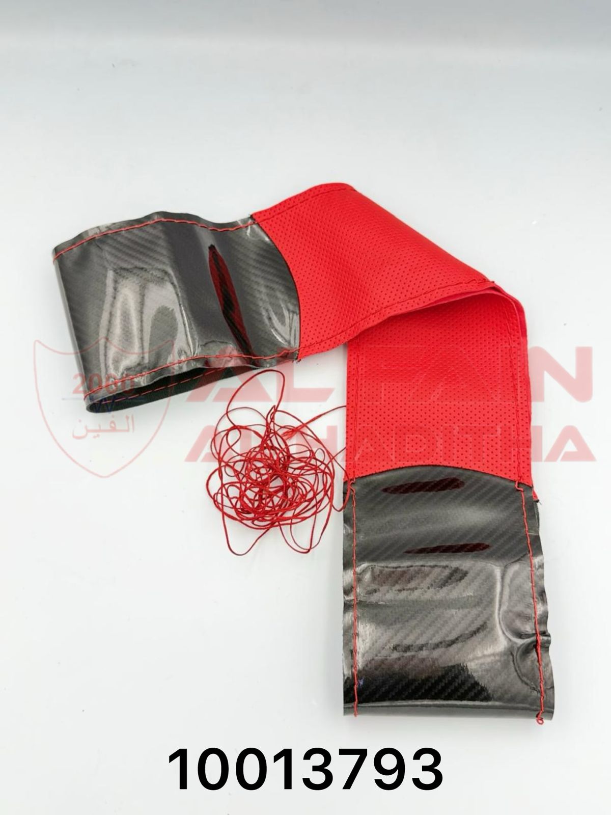 Universal Carbon Look Leather Steering Wheel Cover Red Stitch