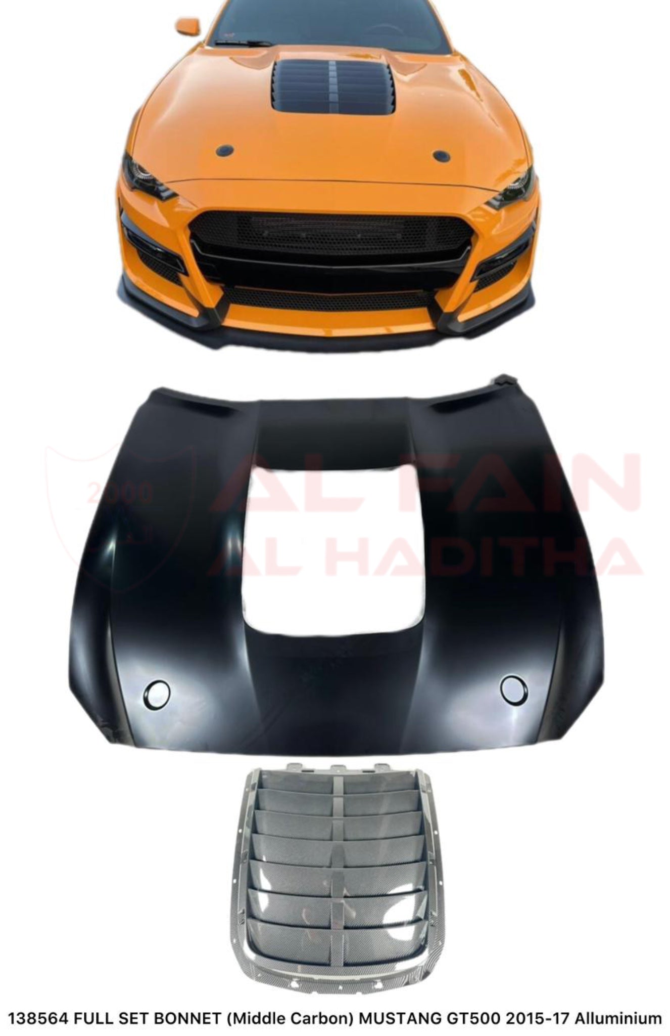 Ford Mustang GT500 2015-2017 Full Set Bonnet Middle Carbon Aluminum