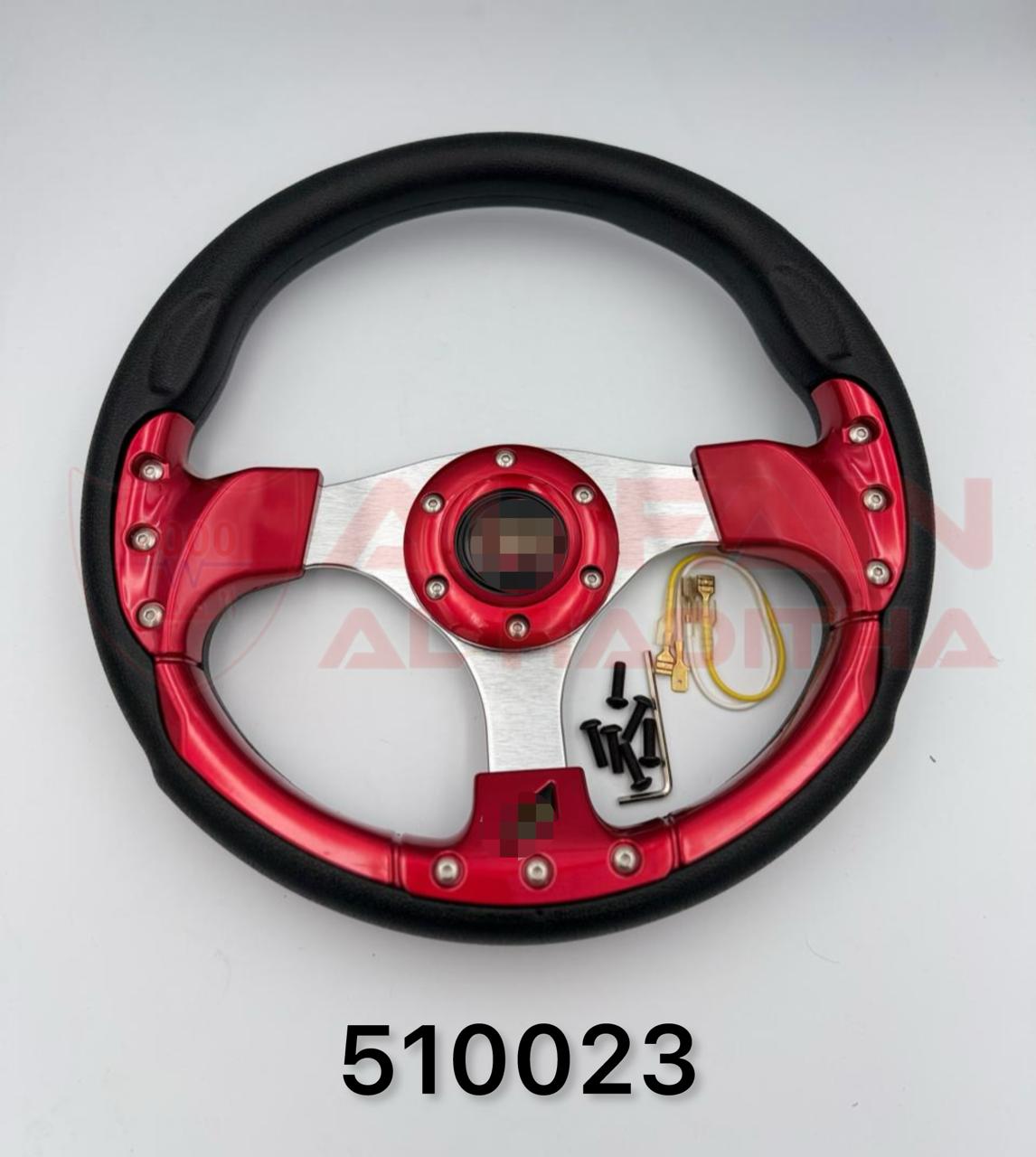 Universal PVC Steering Wheel Black Red 510023