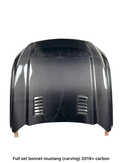 Ford Mustang 2019+ Full Carbon Fiber Carving Bonnet
