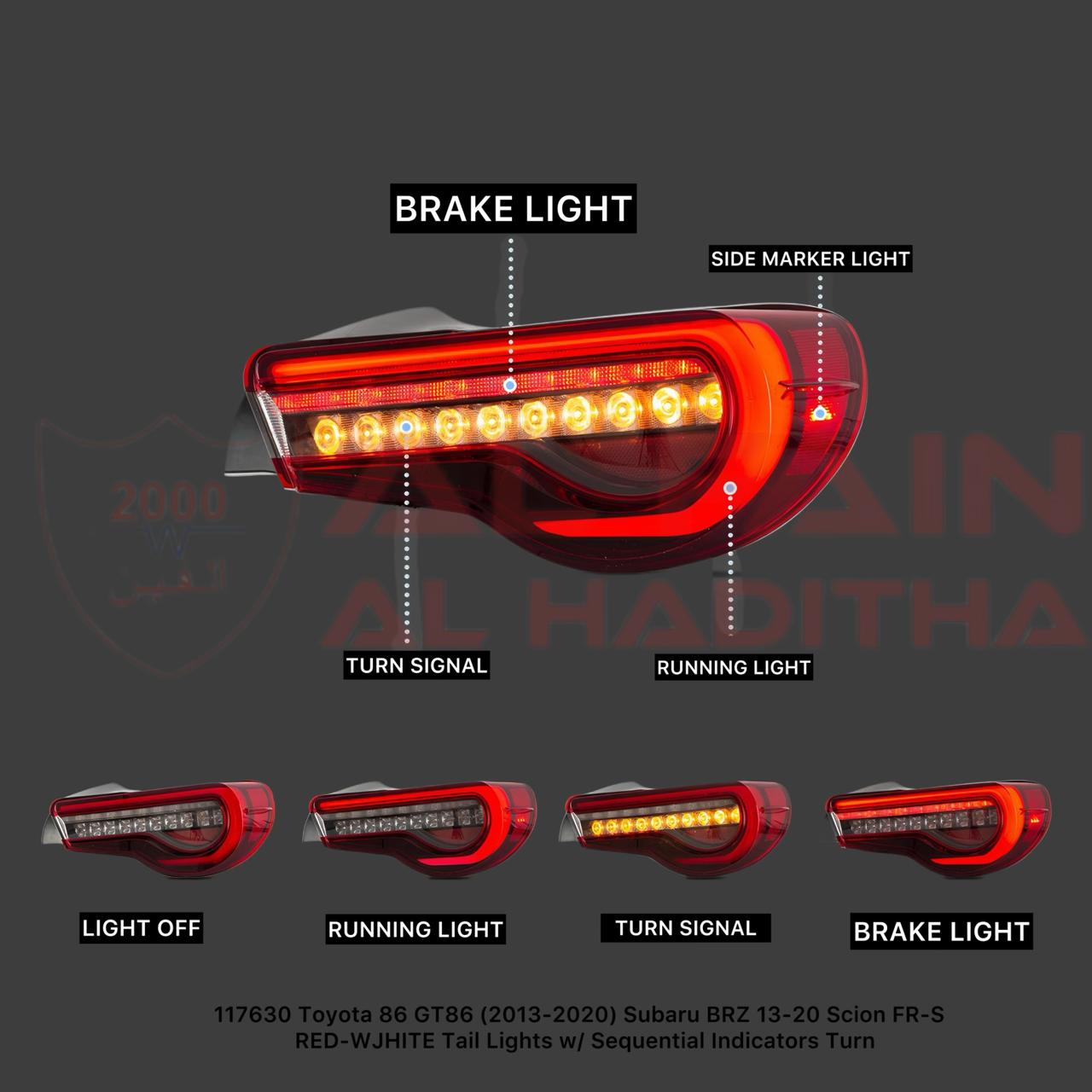 Toyota 86 GT86 Subaru BRZ Scion FR-S Red Tail Light 2013-2020