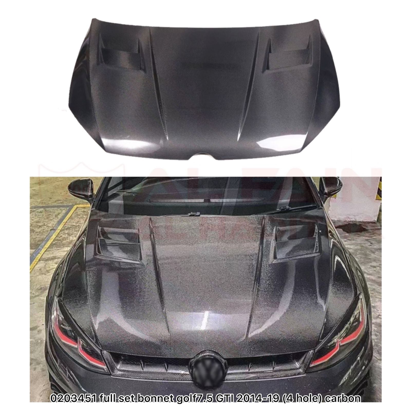 Volkswagen Golf 7/7.5 GTI Carbon Fiber Bonnet 2014-2020 4-Hole