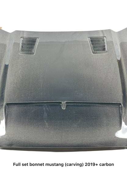Ford Mustang 2019+ Full Carbon Fiber Carving Bonnet