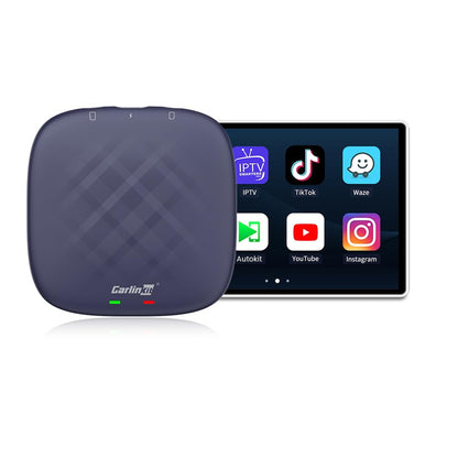 جهاز اندرويد 13 ايه اي بوكس اصدار LED من كارلينكيت، كوالكوم 8 نواة، 8+128GB، محول 3 في 1 مع شبكة 4G خلوية، بث فيديو، جوجل بلاي مدمج، مناسب فقط لسيارات كاربلاي السلكية في المصنع