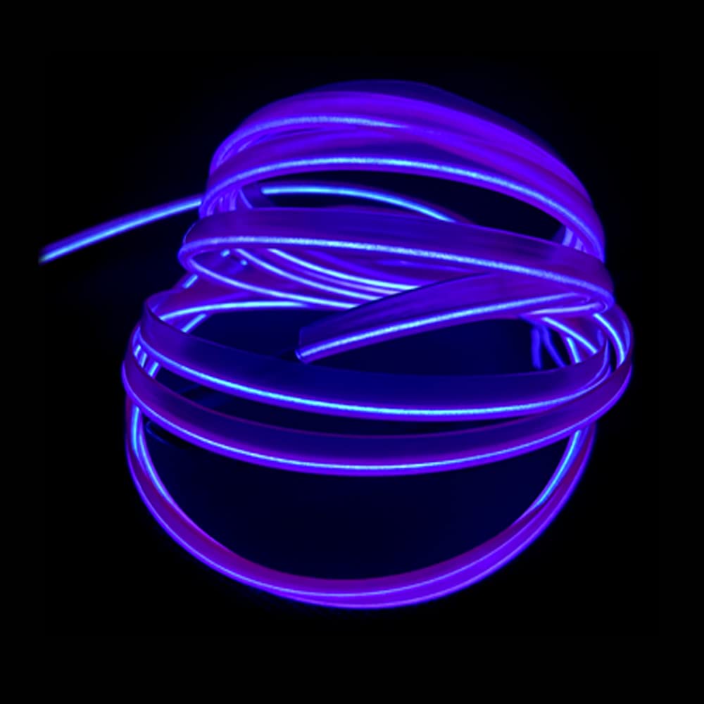 كالاكيلا شريط اضاءة LED داخلي للسيارة من اي ال واير، سلك نيون 5 متر 5 فولت USB مع حماية للمصهر، حافة خياطة 6 ملم، لتزيين السيارات (ازرق، 5 متر)