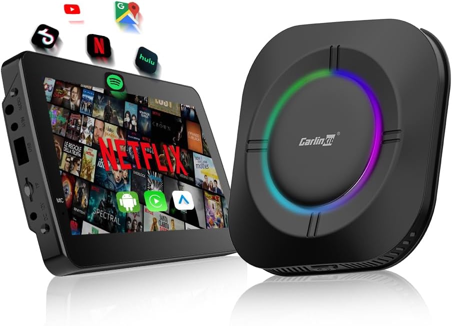 Carlinkit Tbox S2 LED, Android 13, 8+128GB with Qualcomm 8-core, 3-in-1 Wireless Adapter with CarPlay/Android Auto/Play Store/Streaming Video/Game Hub/Built-in GPS