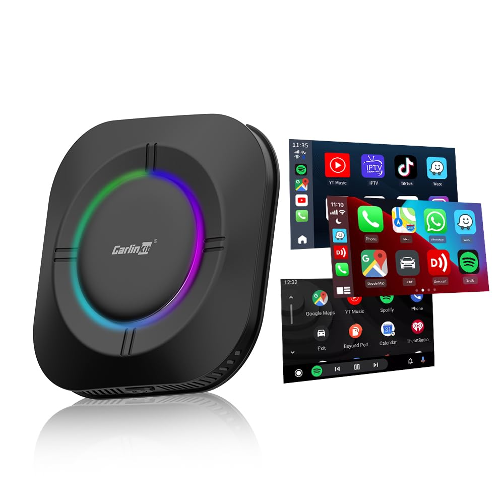 Carlinkit Tbox S2 LED, Android 13, 8+128GB with Qualcomm 8-core, 3-in-1 Wireless Adapter with CarPlay/Android Auto/Play Store/Streaming Video/Game Hub/Built-in GPS