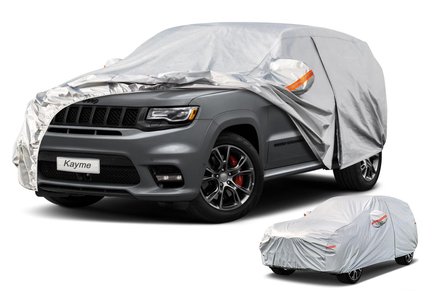 kayme 6 Layers Car Cover Waterproof All Weather for Automobiles, Outdoor Full Cover Rain Sun UV Protection with Zipper Cotton, Universal Fit for Sedan (178"-185")