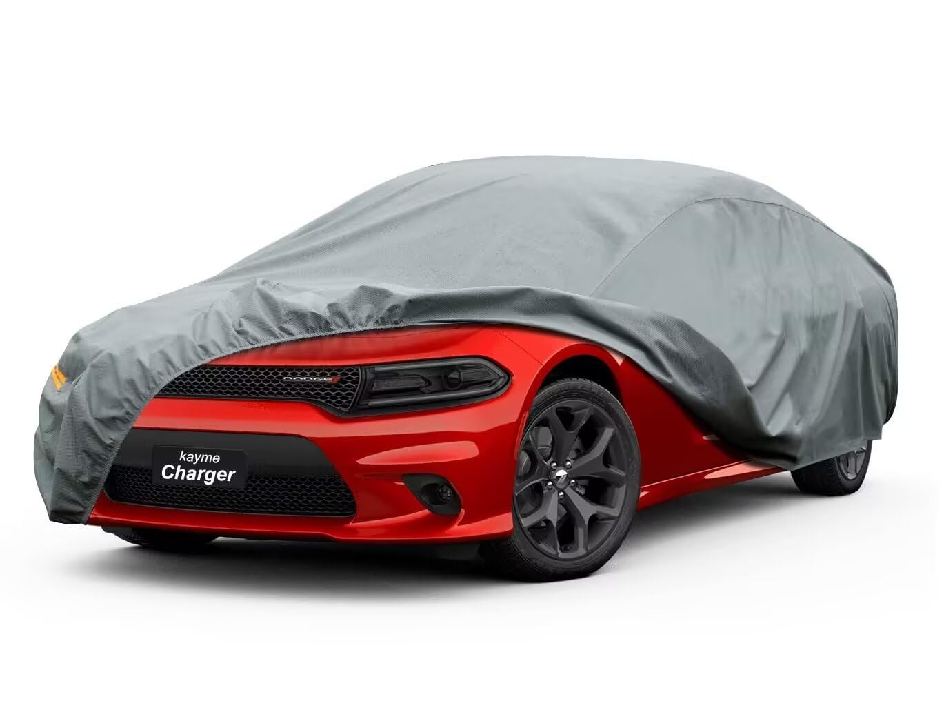 kayme 6 Layers Car Cover Waterproof All Weather for Automobiles, Outdoor Full Cover Rain Sun UV Protection with Zipper Cotton, Universal Fit for Sedan (178"-185")