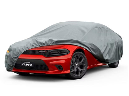 kayme 6 Layers Car Cover Waterproof All Weather for Automobiles, Outdoor Full Cover Rain Sun UV Protection with Zipper Cotton, Universal Fit for Sedan (178"-185")
