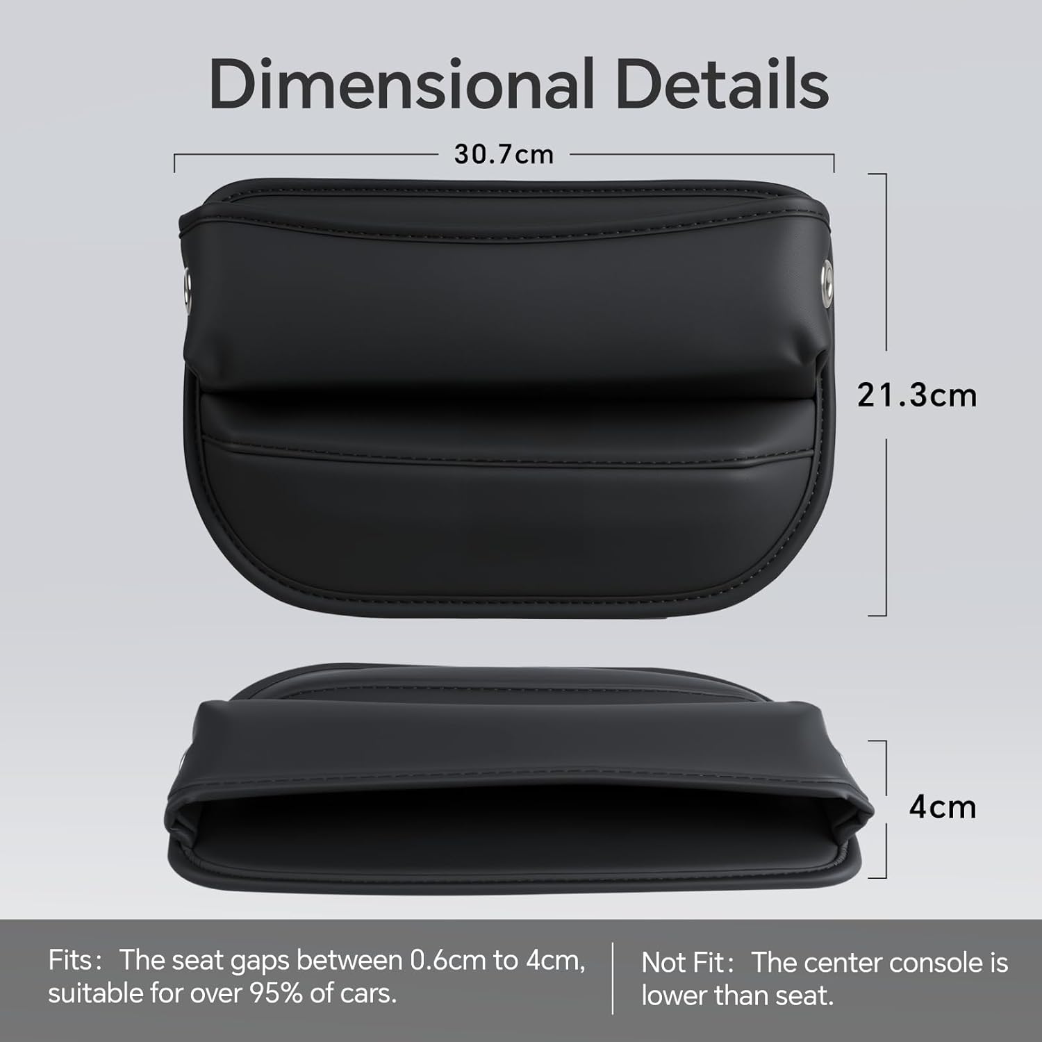 Baytion Car Seat Gap Organizer Multifunctional Car Seat Storage Box PU Leather Car Seat Gap Filler Universal Side Seat Space Organizer for Phones Money Cards Keys and Glasses (Black, 2PC)