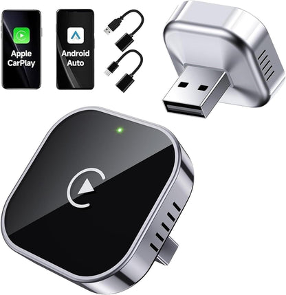 2 in 1 Wireless CarPlay & Android Auto Adapter, Mini Body Built-in Heat Dissipation Chip, Long-Lasting Stability Without Lag, Apple Android Plug Play (Colorful, CarPlay)