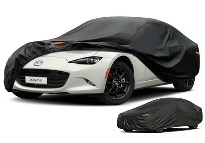 kayme 6 Layers Car Cover Waterproof All Weather for Automobiles, Outdoor Full Cover Rain Sun UV Protection with Zipper Cotton, Universal Fit for Sedan (178"-185")