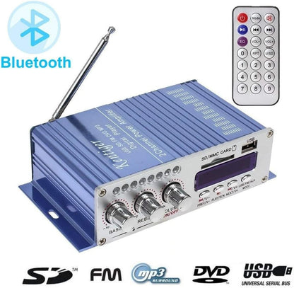 مضخم صوت ستيريو رقمي هاي فاي 12 فولت USB SD DVD FM راديو MP3 بلوتوث 2 قناة شاشة رقمية مشغل طاقة للسيارة / القارب / الدراجات النارية - ازرق