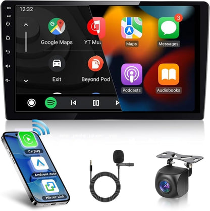 9 inch Android Car Stereo Screen 2GB RAM 32GB ROM With Apple CarPlay Android Auto Wireless WiFi DSP FM&AM BT MirrorLink Split Screen PIP GPS Navigation Video Audio Player Quick Boot