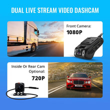 JC400 Dashcam Live Video, Driving Recorder Monitor Remotely, Front and Rear Camera CE01 Waterproof, 180-Day Route Playback, Night Version- with 10-Year Platform