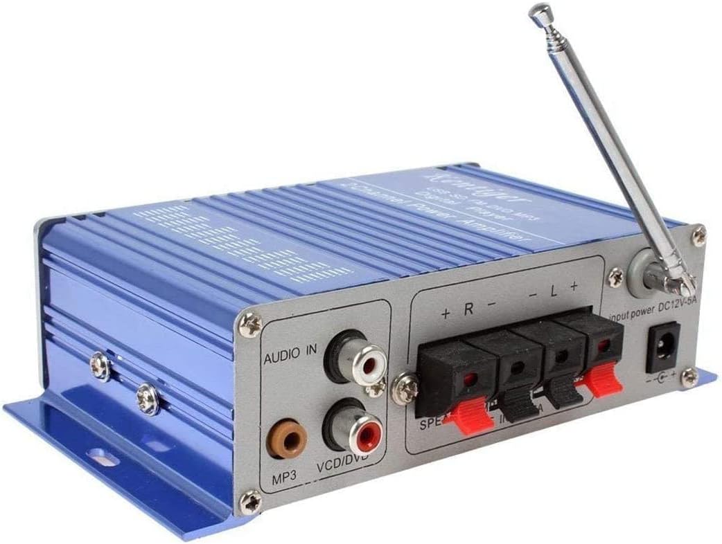 مضخم صوت ستيريو رقمي هاي فاي 12 فولت USB SD DVD FM راديو MP3 بلوتوث 2 قناة شاشة رقمية مشغل طاقة للسيارة / القارب / الدراجات النارية - ازرق