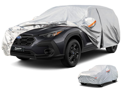 kayme 6 Layers Car Cover Waterproof All Weather for Automobiles, Outdoor Full Cover Rain Sun UV Protection with Zipper Cotton, Universal Fit for Sedan (178"-185")