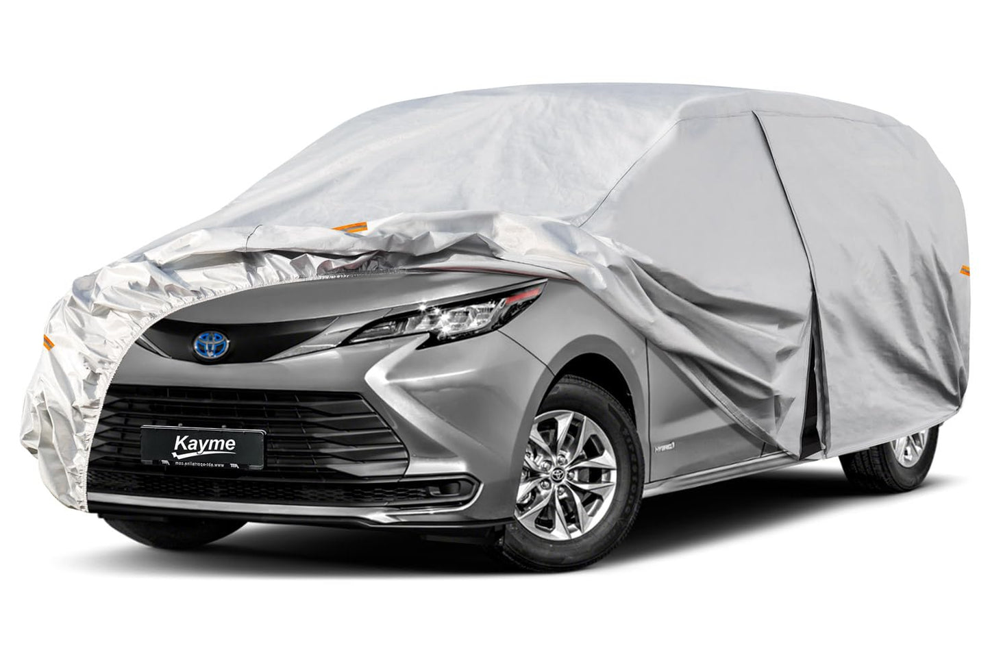kayme 6 Layers Car Cover Waterproof All Weather for Automobiles, Outdoor Full Cover Rain Sun UV Protection with Zipper Cotton, Universal Fit for Sedan (178"-185")