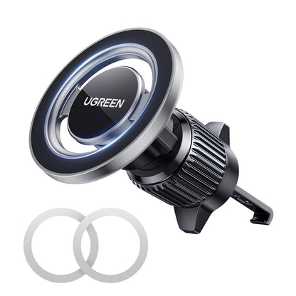 UGREEN MagSafe Car Phone Holder Car Mount, [360° Rotation Super Stable], Magnetic One-hand Operation, No Blocking Air Vent Silicone Clip Accessories, Fit for iPhone 17/16/15/14, Samsung S25/24/23