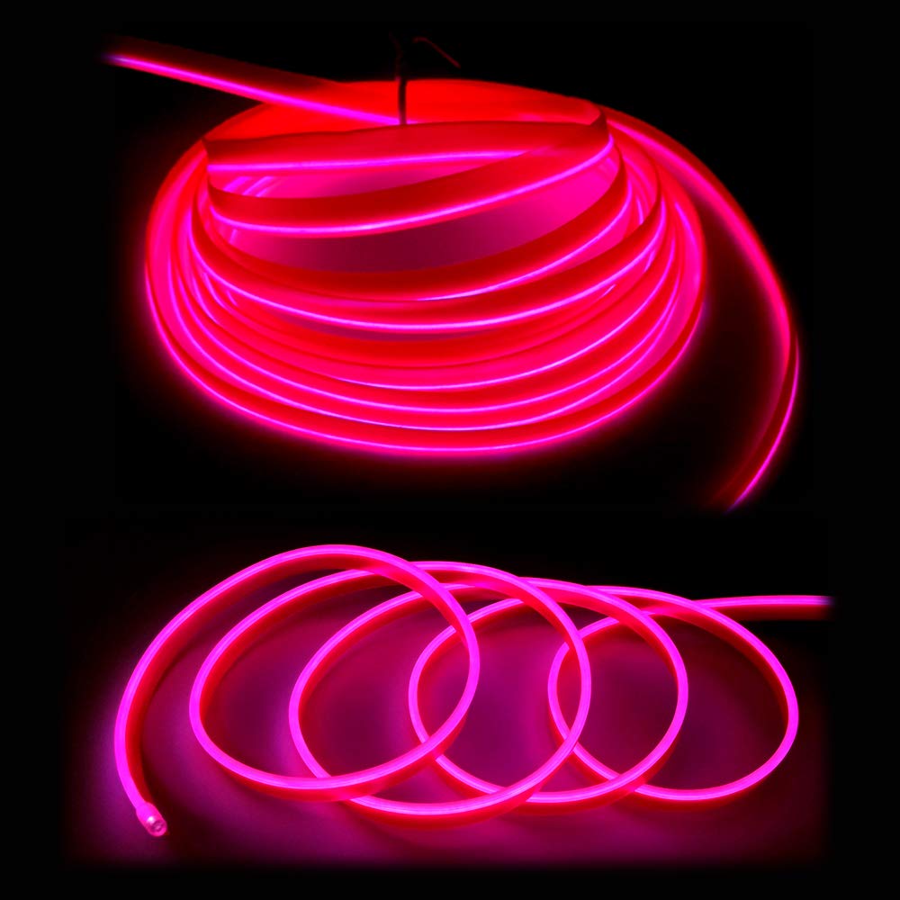 كالاكيلا شريط اضاءة LED داخلي للسيارة من اي ال واير، سلك نيون 5 متر 5 فولت USB مع حماية للمصهر، حافة خياطة 6 ملم، لتزيين السيارات (ازرق، 5 متر)