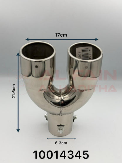 Universal Muffler M020 Silver Double Outlet Stainless Steel