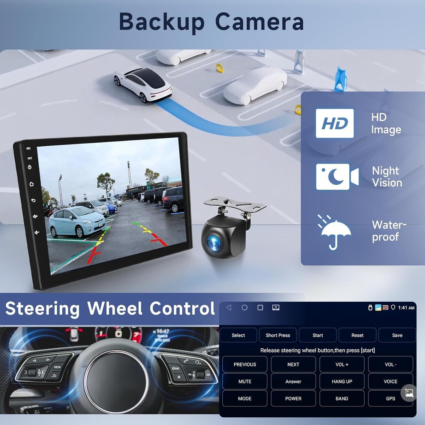 9 inch Android Car Stereo Screen 2GB RAM 32GB ROM With Apple CarPlay Android Auto Wireless WiFi DSP FM&AM BT MirrorLink Split Screen PIP GPS Navigation Video Audio Player Quick Boot