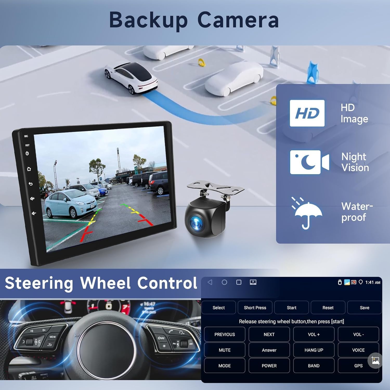 9 inch Android Car Stereo Screen 2GB RAM 32GB ROM With Apple CarPlay Android Auto Wireless WiFi DSP FM&AM BT MirrorLink Split Screen PIP GPS Navigation Video Audio Player Quick Boot