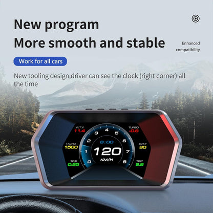 بينكي شاشة عرض أمامية P17 للسيارات، شاشة عرض OBD2 ذكية للسيارة، عداد سرعة GPS مع سرعة المركبة، عدد الدورات في الدقيقة، استهلاك الوقود، الجهد الكهربي، أداة ذكية متعددة البيانات لجميع السيارات