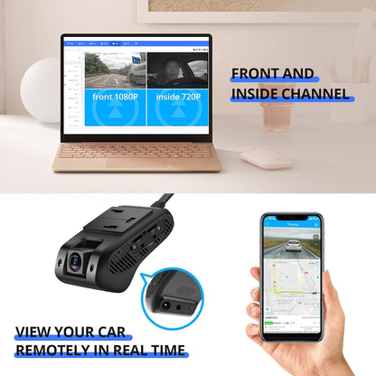JC400P Dash Cam Live Video 4G, GPS Real Time Monitor 24H Remotely, Front and Inside Camera, Night Version- with SOS Alert, Fence Alert, 180-Day Playback