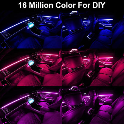 QVEVDACAR Car LED Strip Lights, LEDCARE Multicolor Interior Car Lights,16 Million Colors 5 in 1 Ambient Lighting Kit with 236 inches Fiber Optic, Function and Wireless APP Control (5 in 1 APP)