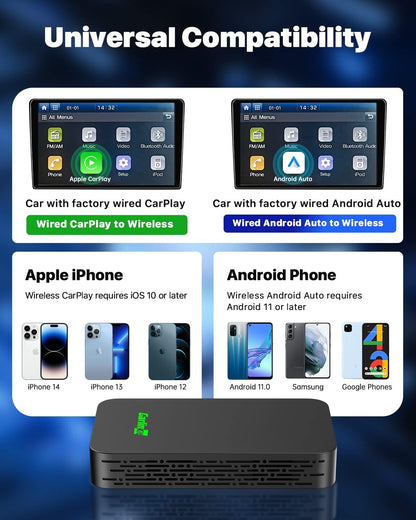 Carlinkit 5.0, Ultimate Wireless CarPlay & Android Auto Adapter - Ultra Speed, Low Power Design, Dual Band WiFi, Only Fit For The Car With Wired CarPlay/AA