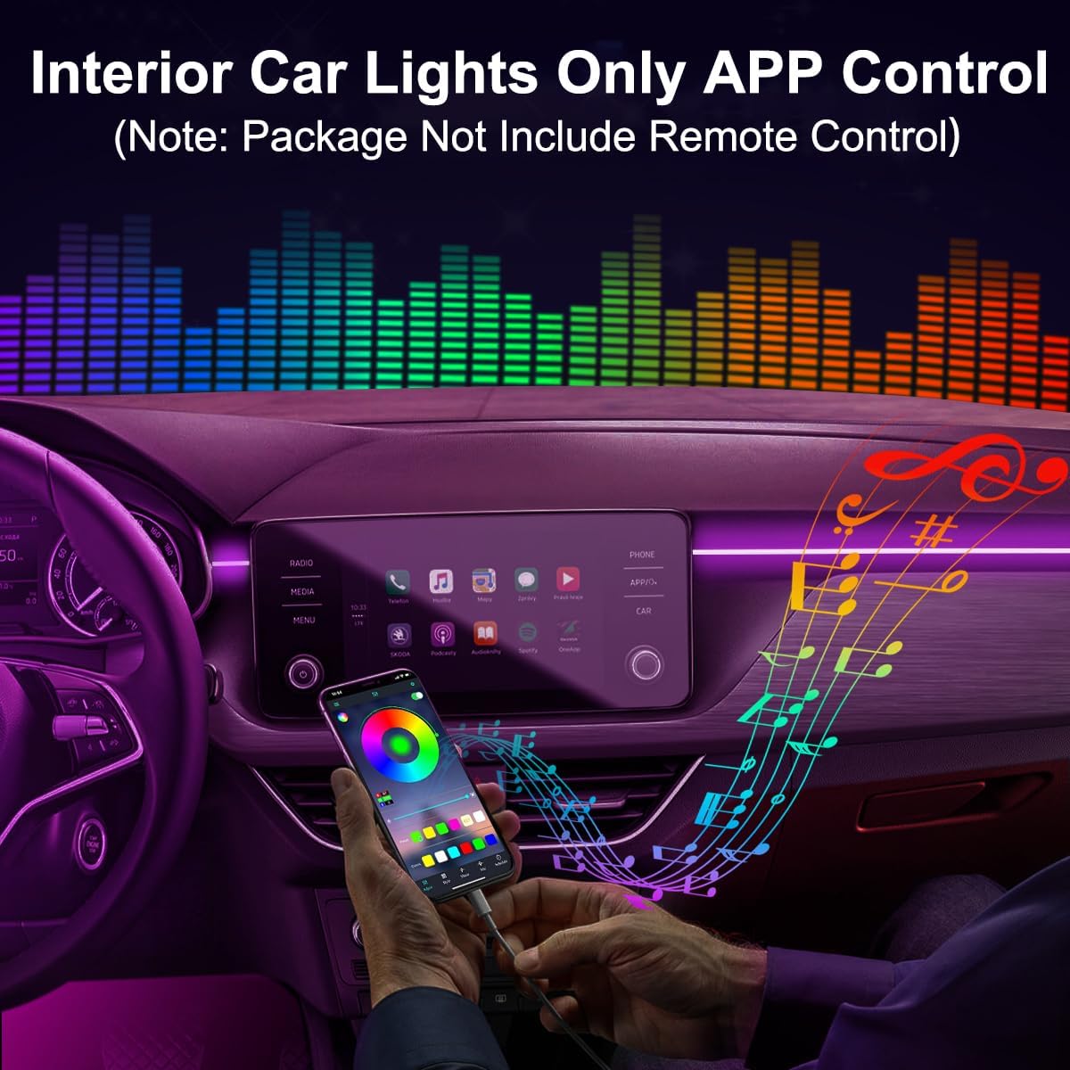 QVEVDACAR Car LED Strip Lights, LEDCARE Multicolor Interior Car Lights,16 Million Colors 5 in 1 Ambient Lighting Kit with 236 inches Fiber Optic, Function and Wireless APP Control (5 in 1 APP)