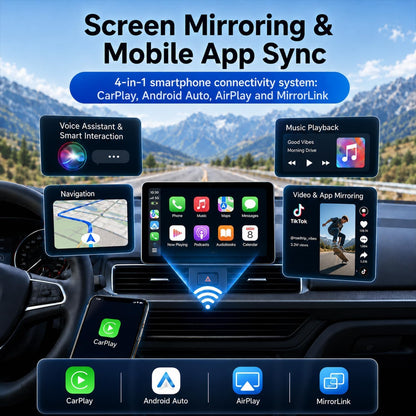 4 in 1 Wireless CarPlay Adapter, For Factory Wired CarPlay Cars, 5.8Ghz Stable, Screen Mirroring, Android Auto, Bluetooth Calling, Universal for iPhone Android (black white)