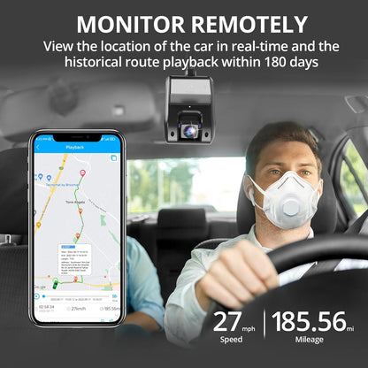 JC400P Dash Cam Live Video 4G, GPS Real Time Monitor 24H Remotely, Front and Inside Camera, Night Version- with SOS Alert, Fence Alert, 180-Day Playback