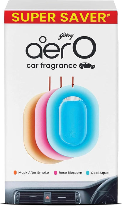 Godrej Aer O – Hanging Car Air Freshener – Assorted Pack of 3 (22.5g) | Gel Lasts up to 30 days | Car Accessories