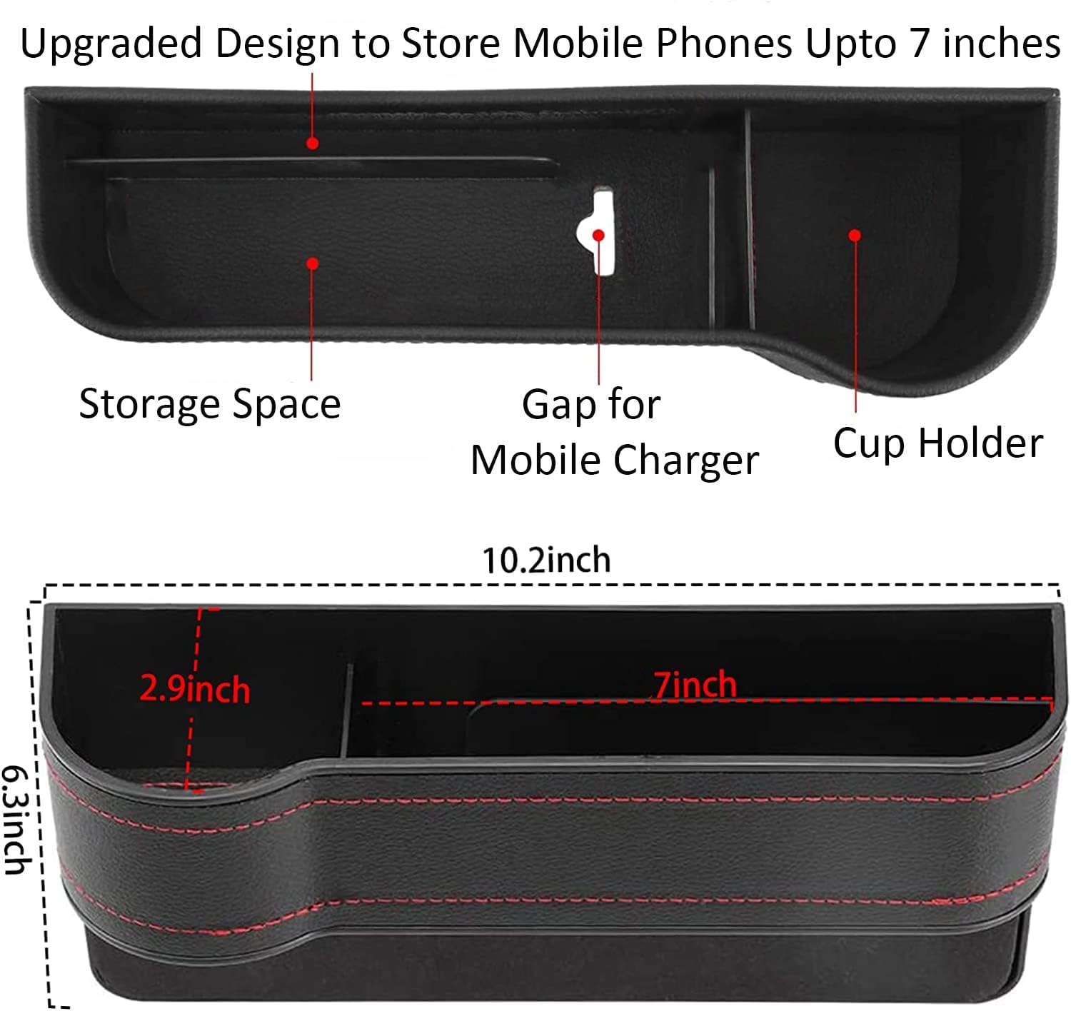 CLOUDFOUR Car Seat Gap Organizer, Car Storage Organizer, Seat Console Car Cup Holder with extra storage for Cards, Keys and Coins (2 pcs)
