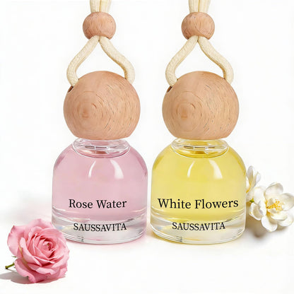 Car Air Freshener Diffuser 2 Pack, Rose Scent Hanging Car Fresheners Diffuser Up to 120 Days with Vent Clip Automotive Air Fresheners, Strong Perfume Car Diffuser for Women Men
