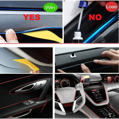 كالاكيلا أضواء شريط LED من سلك EL للداخلية السيارة، سلك نيون 5 متر 5 فولت USB مع حماية الصمامات، تقليم حافة خياطة 6 ملم، لتزيين السيارات. (أبيض، 5 متر)