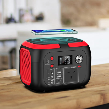 Blue Ocean Portable Power Station Solar Generator 228Wh 300W, 220V Pure Sine Wave AC Outlet, Wireless Charging, USB-C, DC Output, Rechargeable Backup Battery for Camping Travel and Home Emergency
