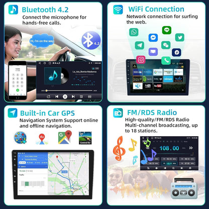 9 inch Android Car Stereo Screen 2GB RAM 32GB ROM With Apple CarPlay Android Auto Wireless WiFi DSP FM&AM BT MirrorLink Split Screen PIP GPS Navigation Video Audio Player Quick Boot