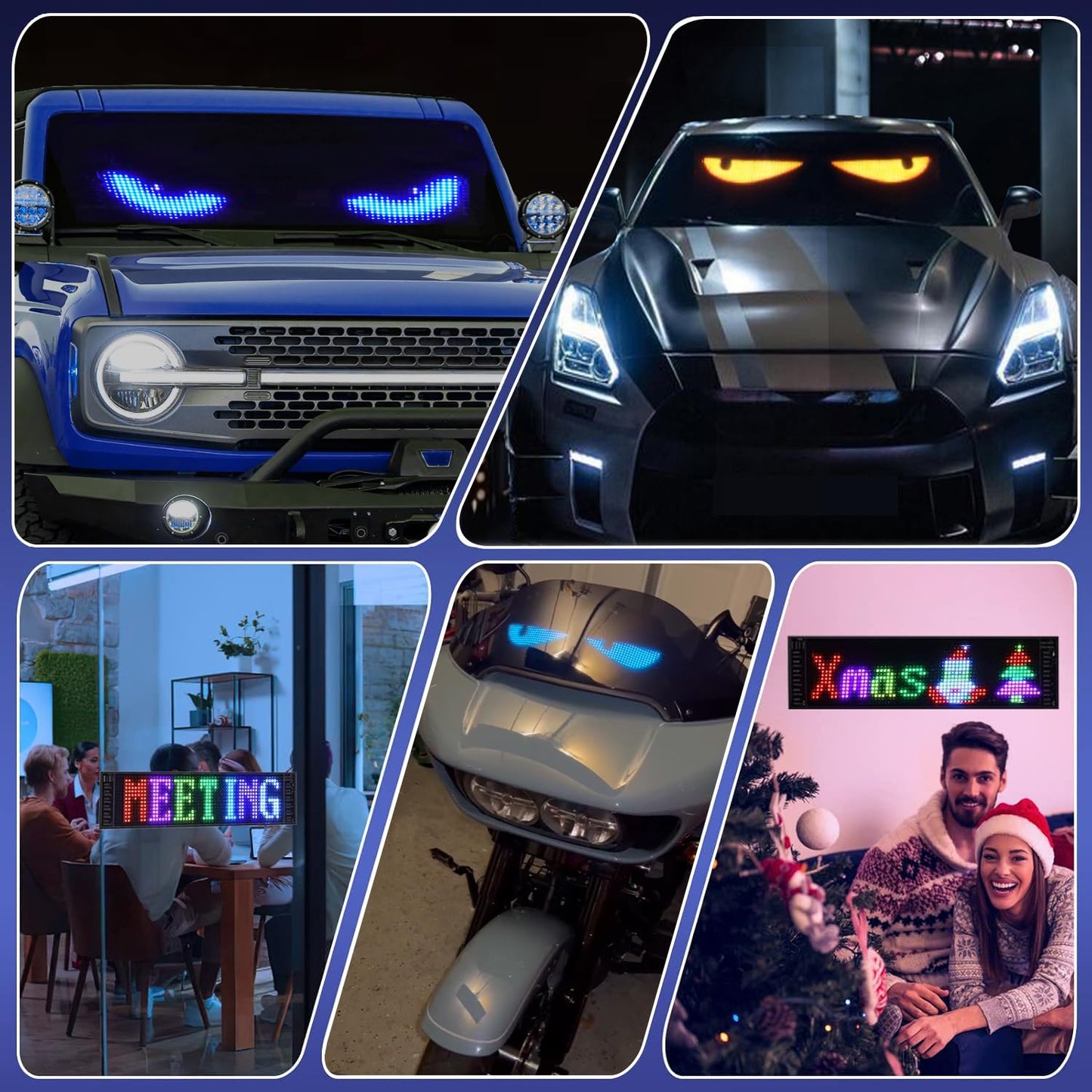 لافتة سيارة LED من فديكس - لوحة مصفوفة LED مرنة مقاس 14.6×3.6 بوصة، شاشة رقمية LED بتقنية RGB، تحكم بلوتوث وتطبيق، لافتة LED قابلة للبرمجة قابلة للتخصيص للتحكم الذاتي، لافتة LED مخصصة للسيارة والمتجر