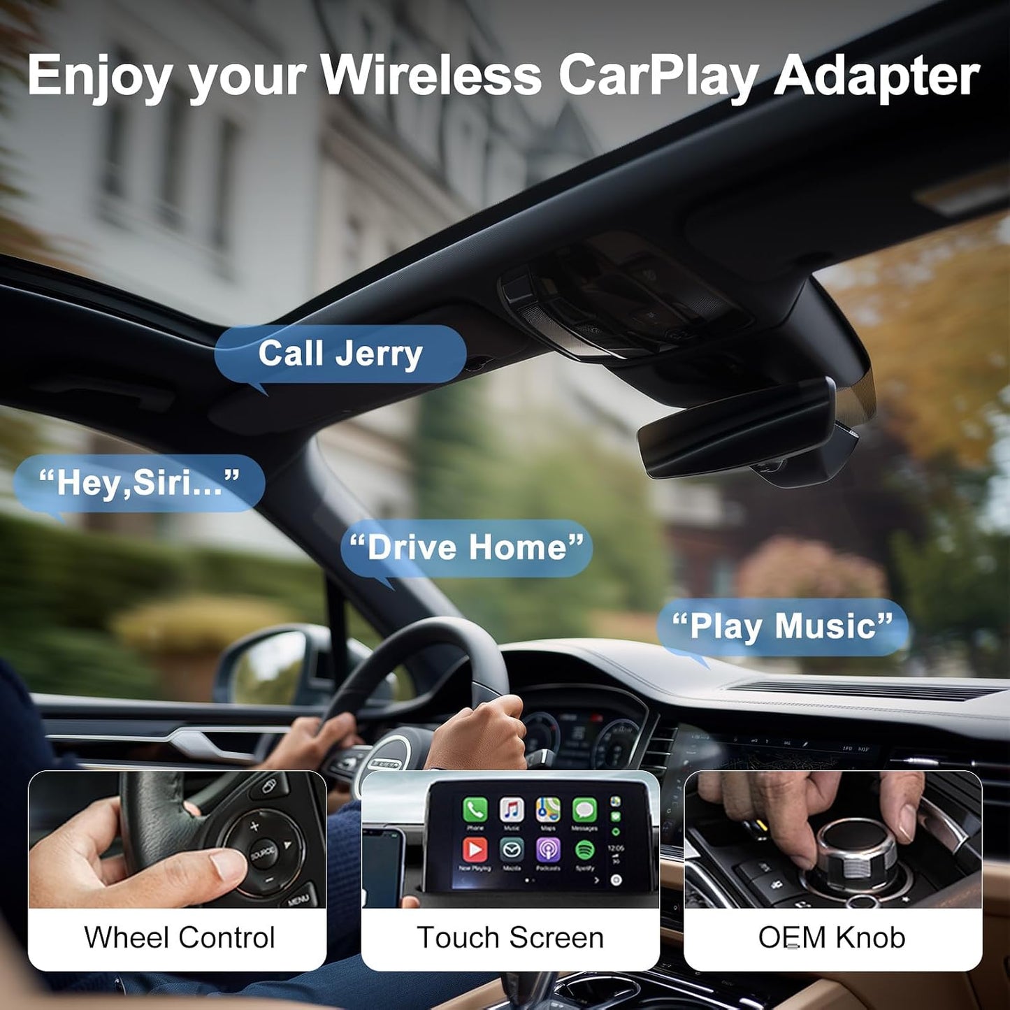 Wireless CarPlay Adapter for iPhone & Android Auto 2-in-1, Upgrade Wired to Wireless with Auto-Connect, Plug & Play USB/Type C for Cars with Built-in Wired CarPlay, Lifetime OTA Updates