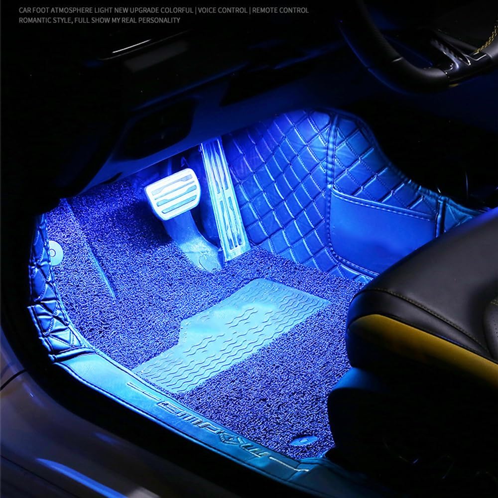 شريط LED داخلي للسيارة من ازوني، شريط LED مقاوم للماء لداخل السيارة، اضواء محيطة تعمل بمنفذ USB، الوان قابلة للتخصيص، سهل التركيب، عالمي للسيارات وسيارات الدفع الرباعي والمركبات الترفيهية (ازرق داكن 5 فولت)