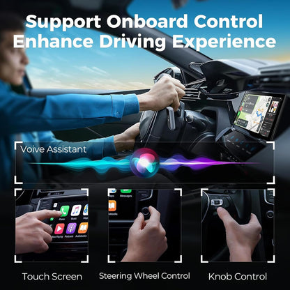 Wireless Carplay Mini Car Play Android Auto Adapter, Metal Design 2-in-1 Convert Wired to Wireless CarPlay Adapter,No Delay and Stable Control Mini Size With Extension USB-C&Type-C (Black)